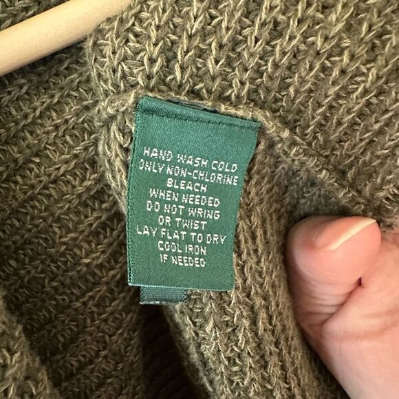 Lauren Ralph Lauren Sage Green Open Front Long Knit Cardigan - Picture 5 of 6